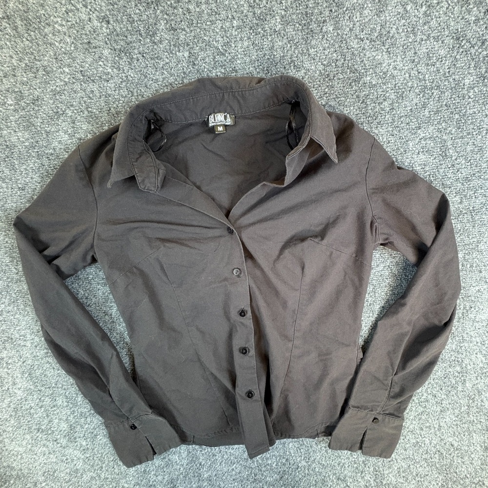 BLENCA Young Contemporary Shirt Womens Medium Black‎ Everyday Wear Button Up